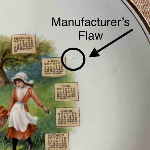 Antique Plate: 1915 Calendar Porcelain Cabinet /Wall Plate Vintage *Grandmacore* - Picture 11 of 11